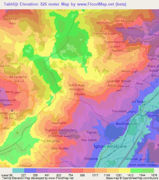 Takhlijt,Algeria Elevation Map