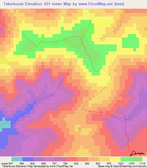 Takerboust,Algeria Elevation Map