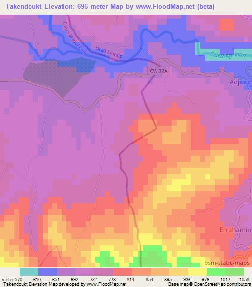 Takendoukt,Algeria Elevation Map