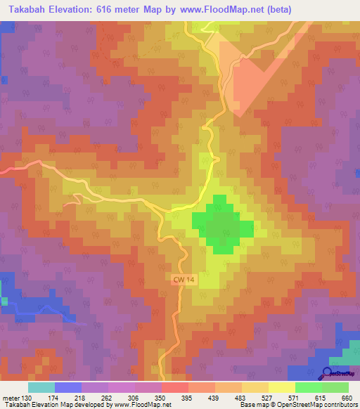 Takabah,Algeria Elevation Map