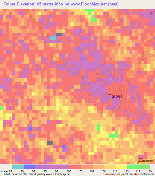 Taibet,Algeria Elevation Map