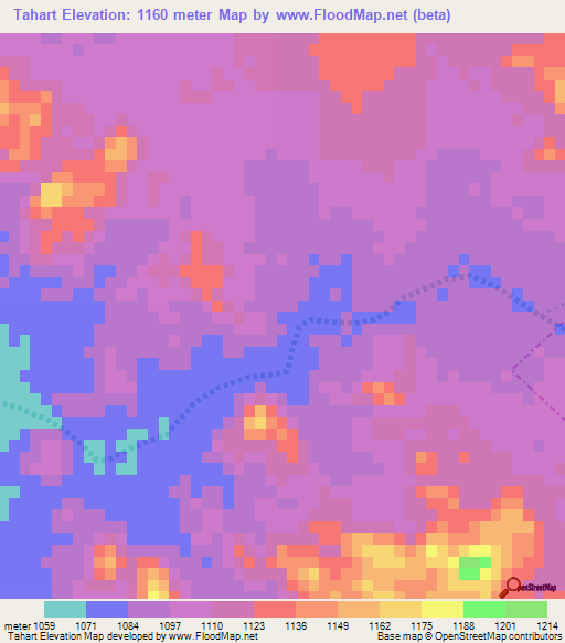 Tahart,Algeria Elevation Map