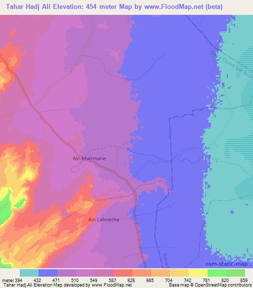 Tahar Hadj Ali,Algeria Elevation Map