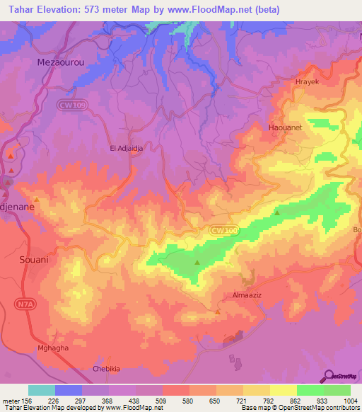 Tahar,Algeria Elevation Map
