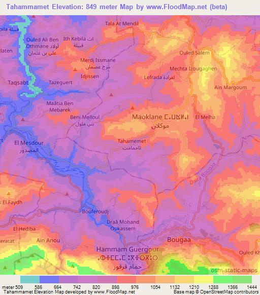 Tahammamet,Algeria Elevation Map