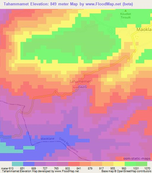 Tahammamet,Algeria Elevation Map