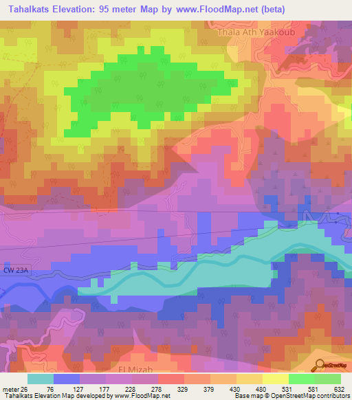 Tahalkats,Algeria Elevation Map