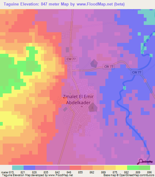 Taguine,Algeria Elevation Map