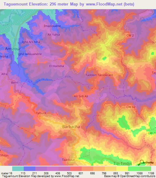 Taguemount,Algeria Elevation Map