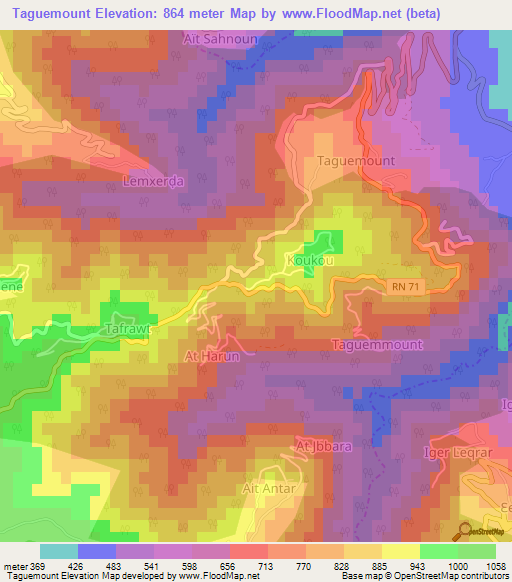 Taguemount,Algeria Elevation Map
