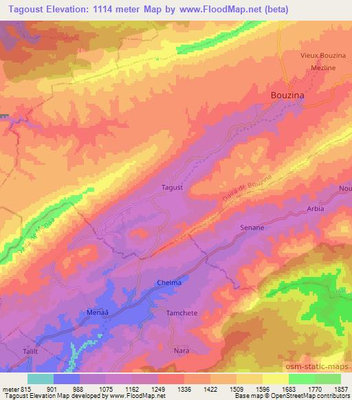 Tagoust,Algeria Elevation Map