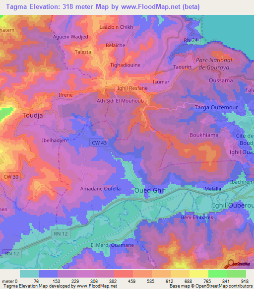 Tagma,Algeria Elevation Map