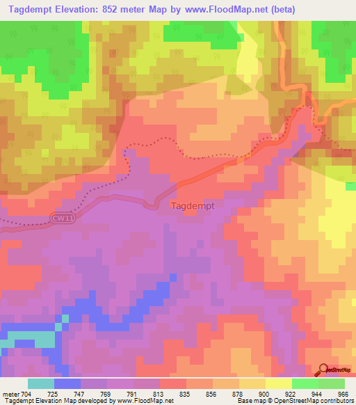 Tagdempt,Algeria Elevation Map
