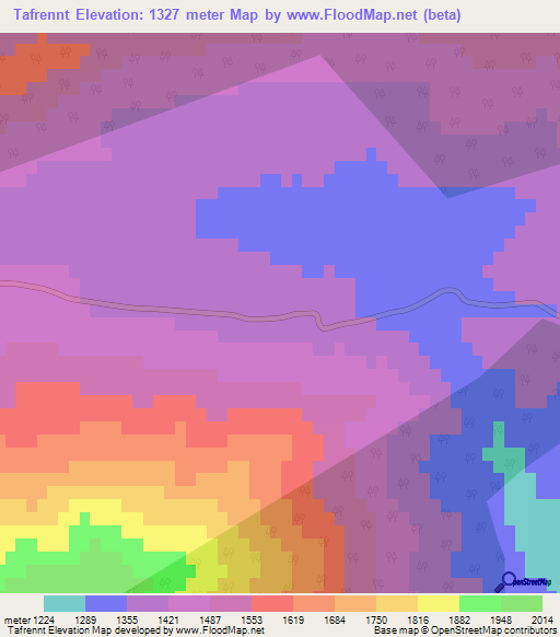Tafrennt,Algeria Elevation Map