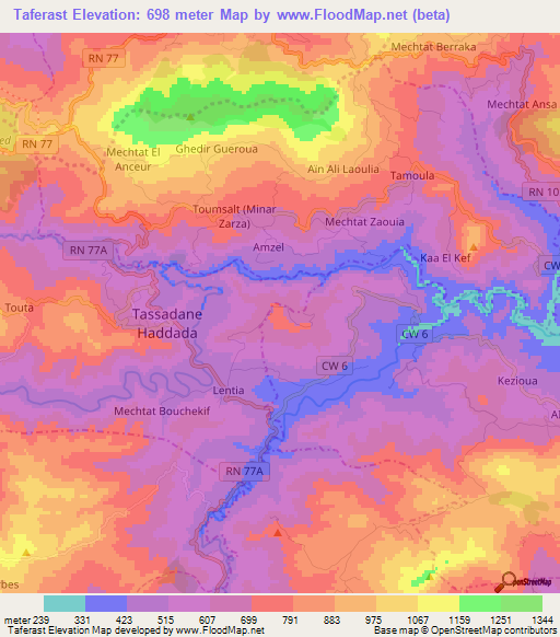 Taferast,Algeria Elevation Map