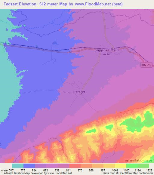 Tadzert,Algeria Elevation Map