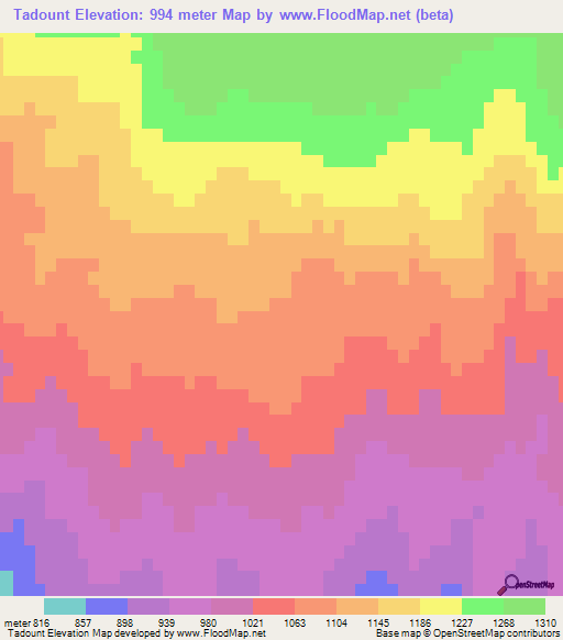 Tadount,Algeria Elevation Map