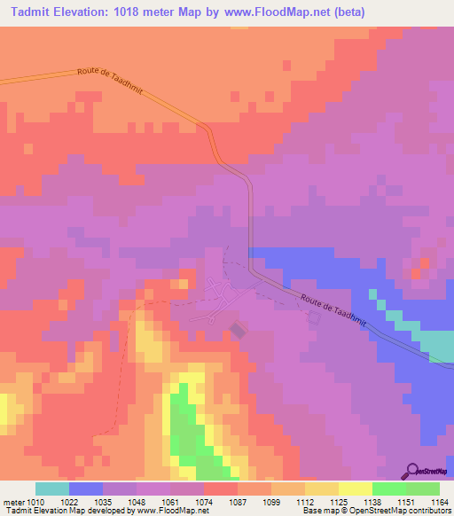 Tadmit,Algeria Elevation Map