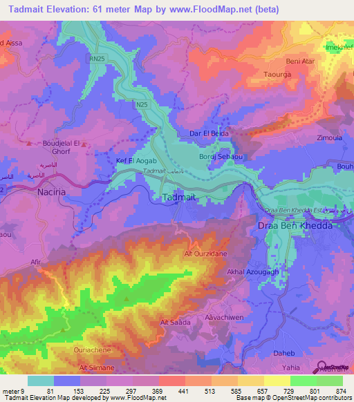 Tadmait,Algeria Elevation Map