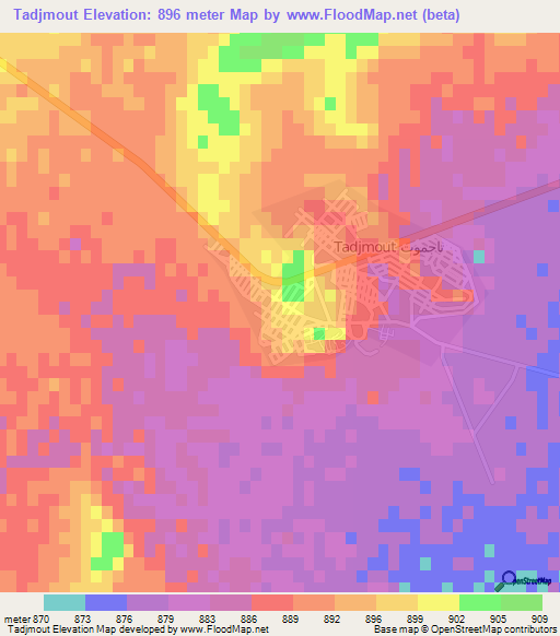 Tadjmout,Algeria Elevation Map