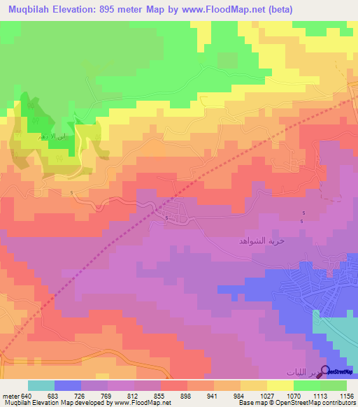 Muqbilah,Jordan Elevation Map