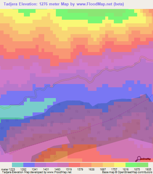 Tadjera,Algeria Elevation Map