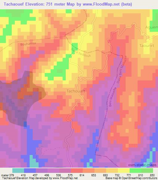 Tachaouef,Algeria Elevation Map