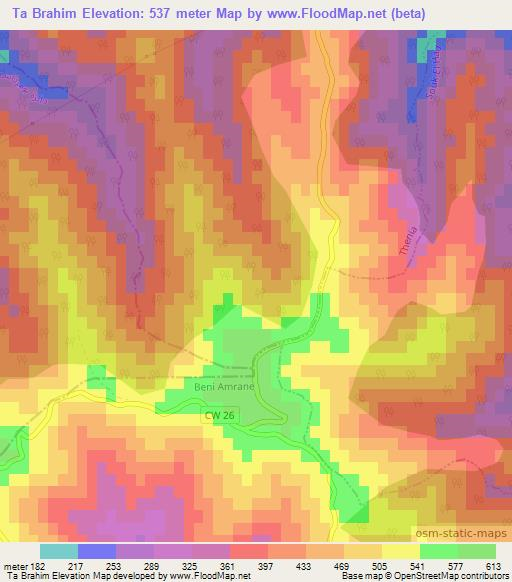 Ta Brahim,Algeria Elevation Map