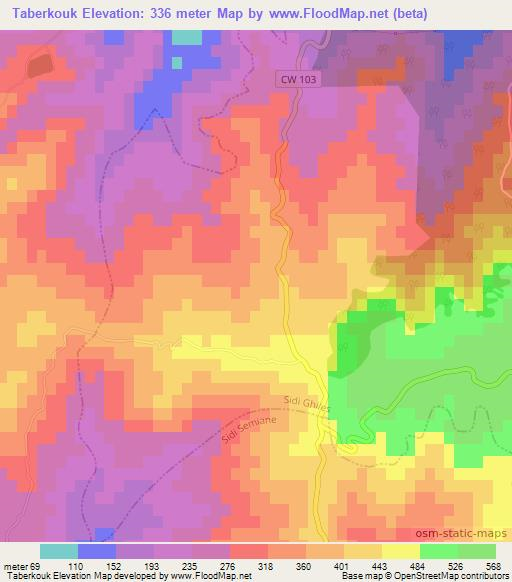 Taberkouk,Algeria Elevation Map