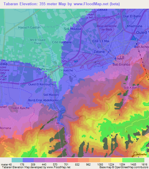 Tabaran,Algeria Elevation Map