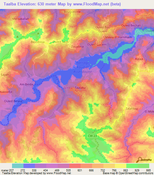 Taalba,Algeria Elevation Map
