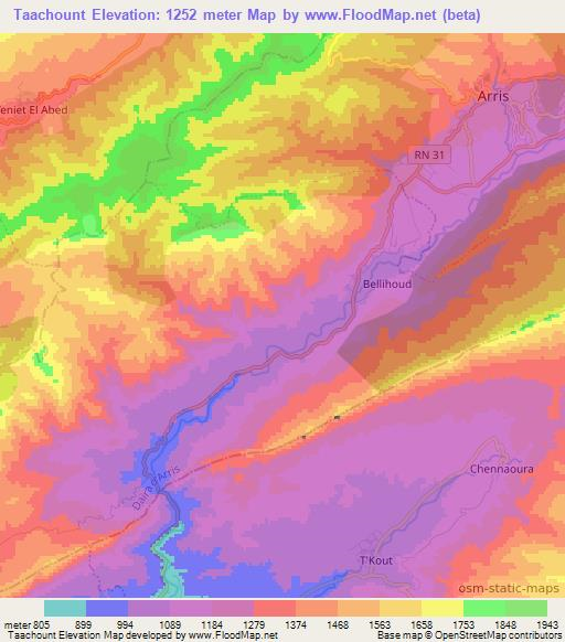 Taachount,Algeria Elevation Map