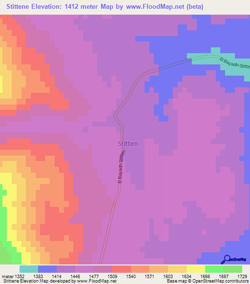Stittene,Algeria Elevation Map