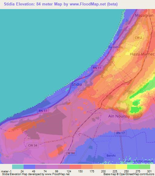 Stidia,Algeria Elevation Map