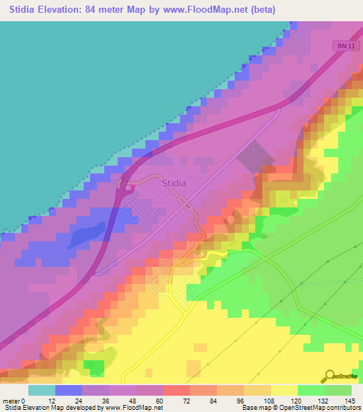 Stidia,Algeria Elevation Map