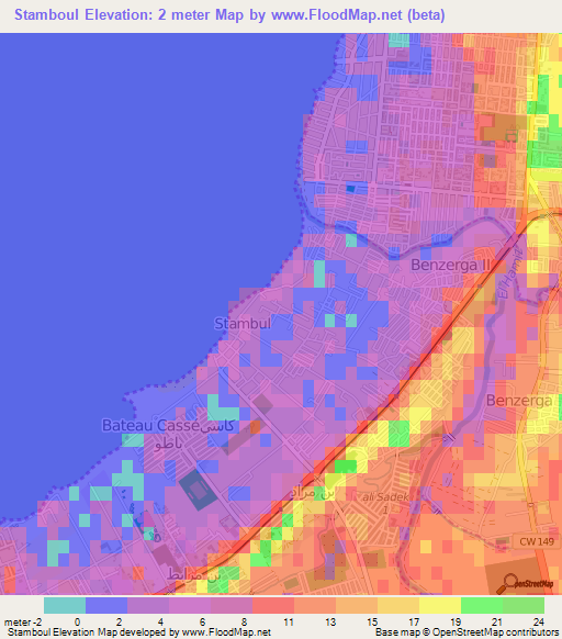 Stamboul,Algeria Elevation Map