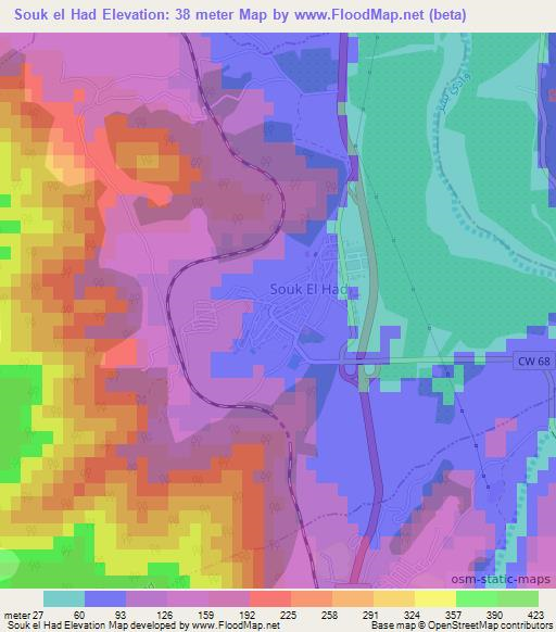 Souk el Had,Algeria Elevation Map