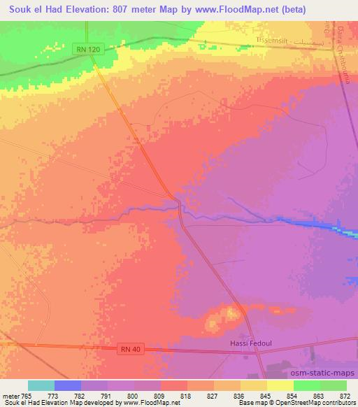 Souk el Had,Algeria Elevation Map