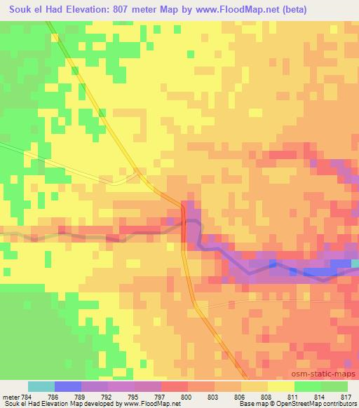 Souk el Had,Algeria Elevation Map