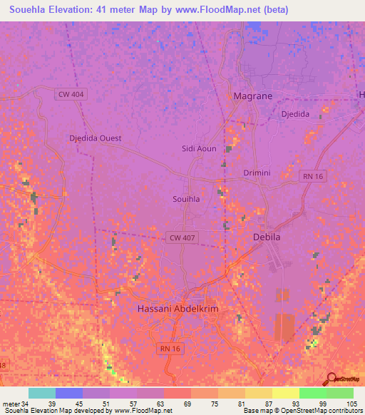 Souehla,Algeria Elevation Map