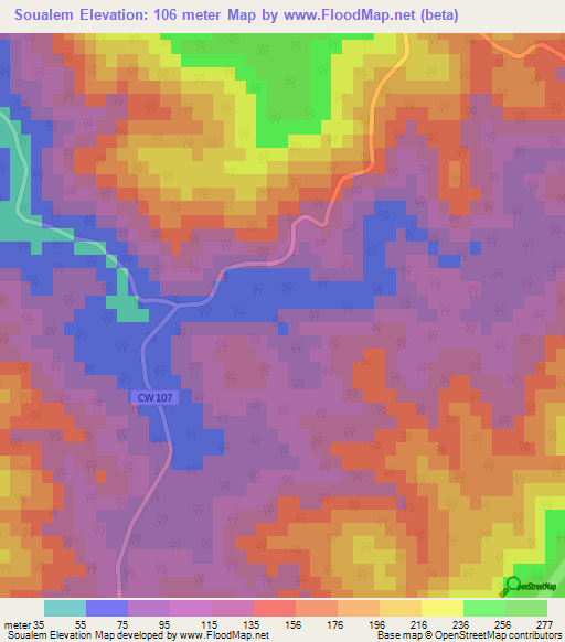 Soualem,Algeria Elevation Map
