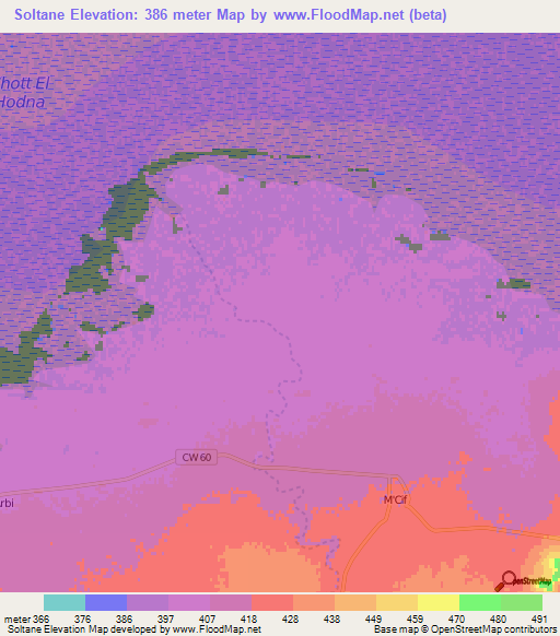 Soltane,Algeria Elevation Map