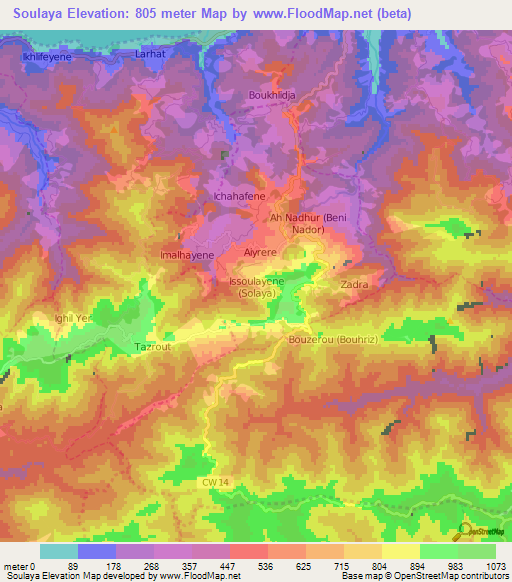 Soulaya,Algeria Elevation Map