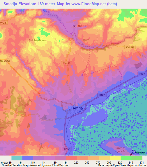 Smadja,Algeria Elevation Map