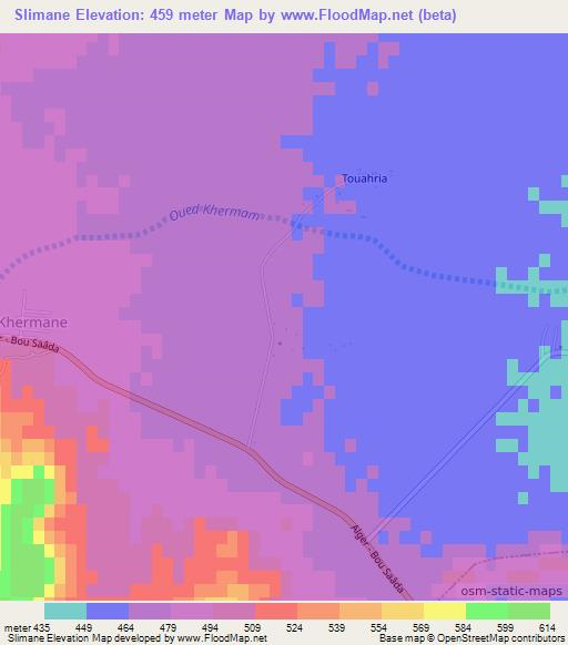 Slimane,Algeria Elevation Map