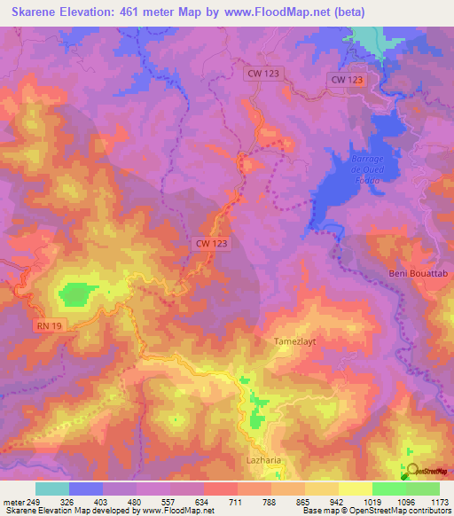 Skarene,Algeria Elevation Map