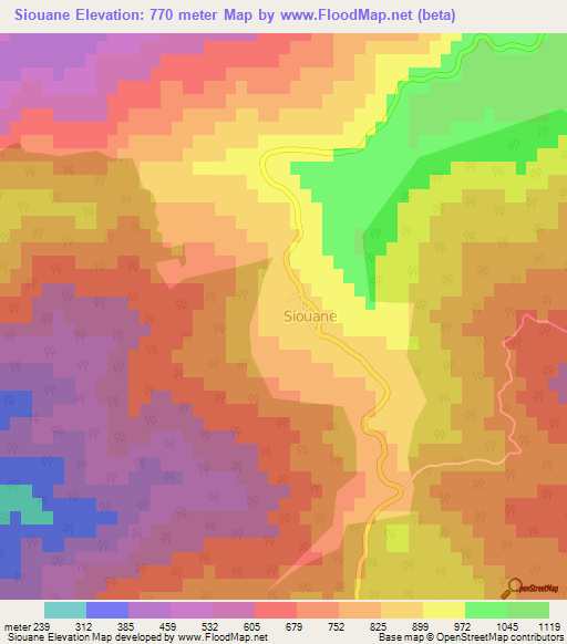 Siouane,Algeria Elevation Map