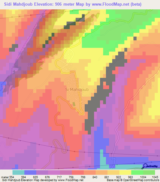 Sidi Mahdjoub,Algeria Elevation Map