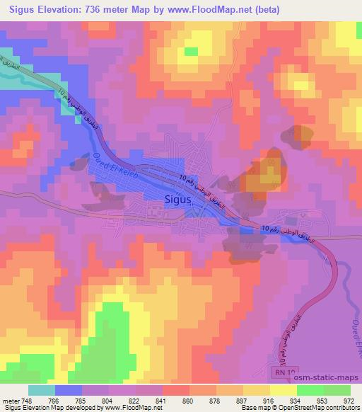 Sigus,Algeria Elevation Map
