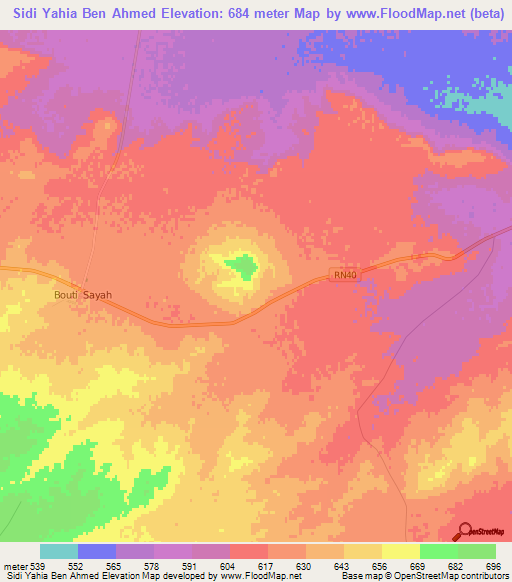 Sidi Yahia Ben Ahmed,Algeria Elevation Map